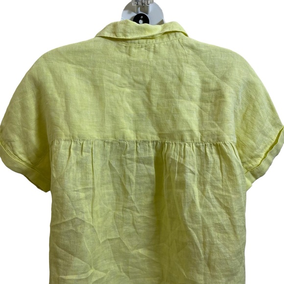 JOIE 100% Linen Women's Small Neon Yellow Short Sleeve Button Up Blouse NWT - Picture 11 of 12